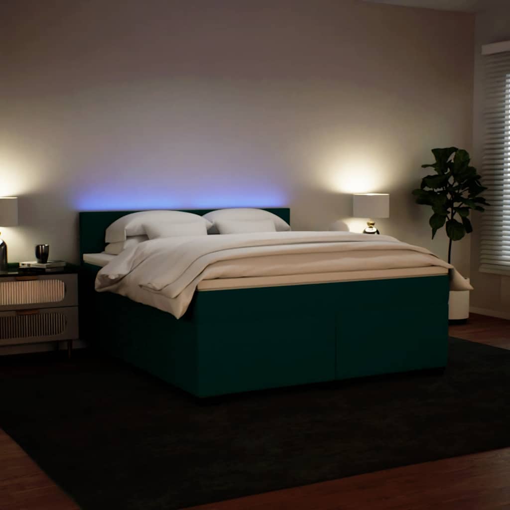 Κρεβάτι Boxspring με Στρώμα Σκούρο Πράσινο 180x200εκ. Βελούδινο