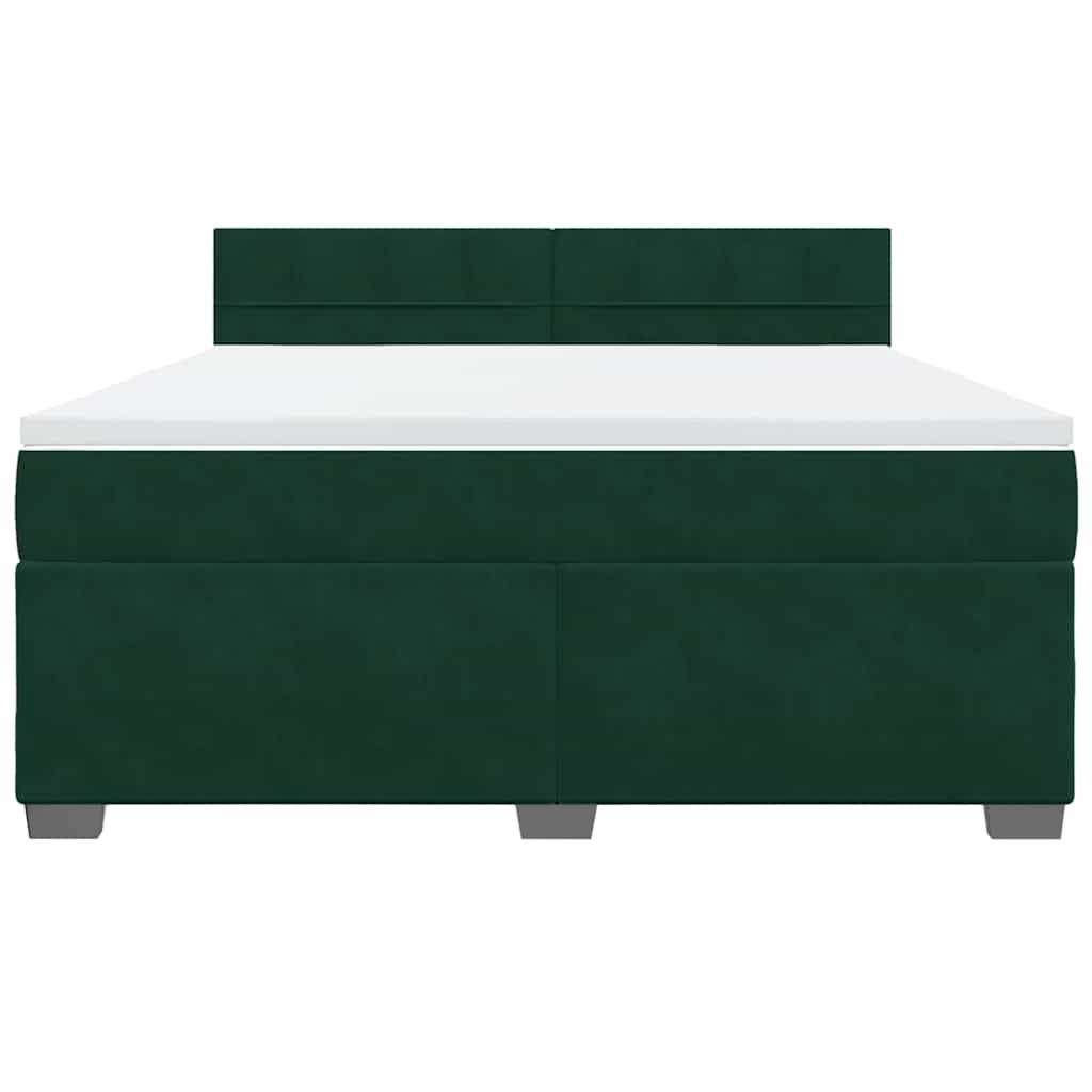 Κρεβάτι Boxspring με Στρώμα Σκούρο Πράσινο 180x200εκ. Βελούδινο