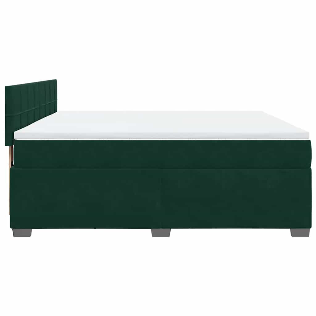 Κρεβάτι Boxspring με Στρώμα Σκούρο Πράσινο 180x200εκ. Βελούδινο