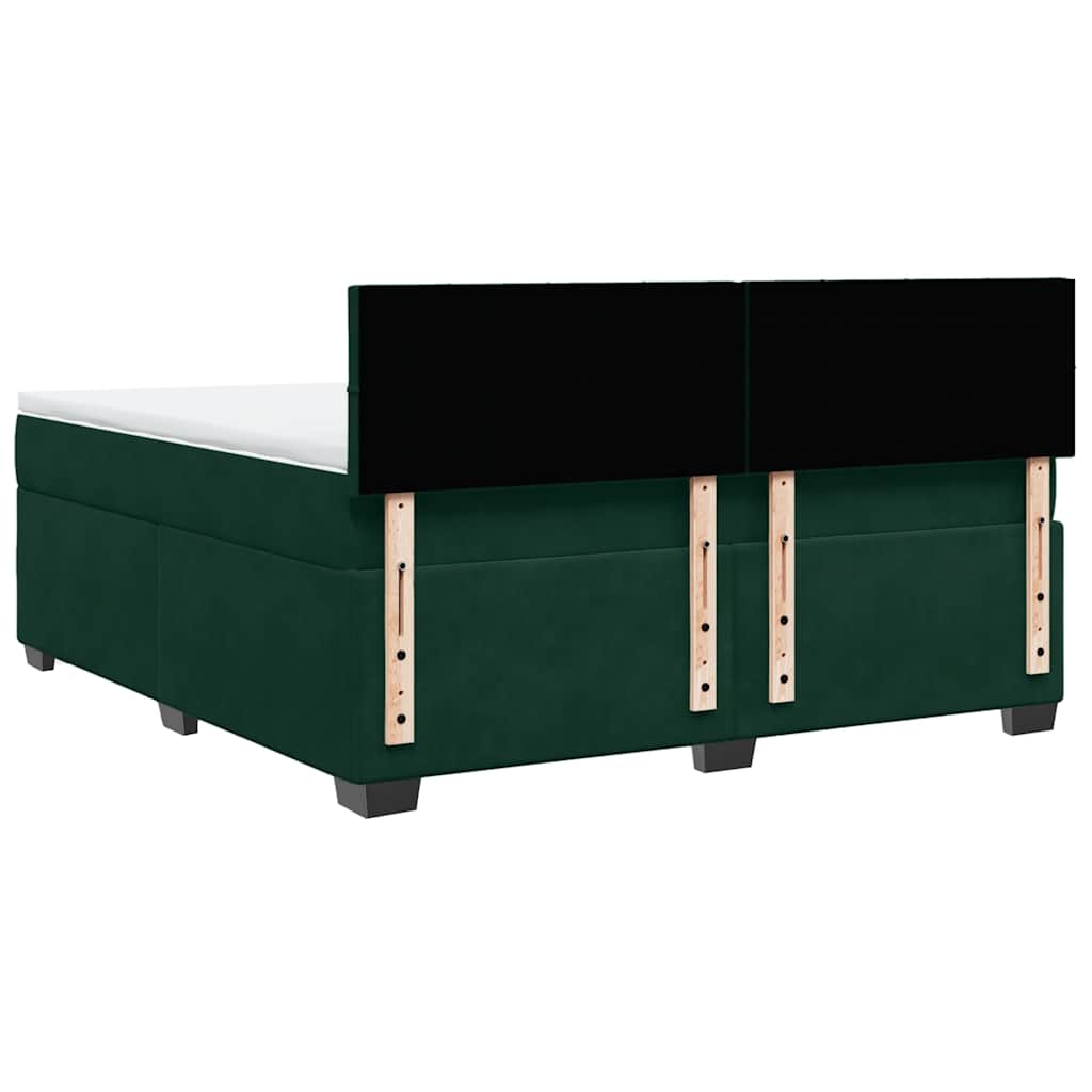 Κρεβάτι Boxspring με Στρώμα Σκούρο Πράσινο 180x200εκ. Βελούδινο