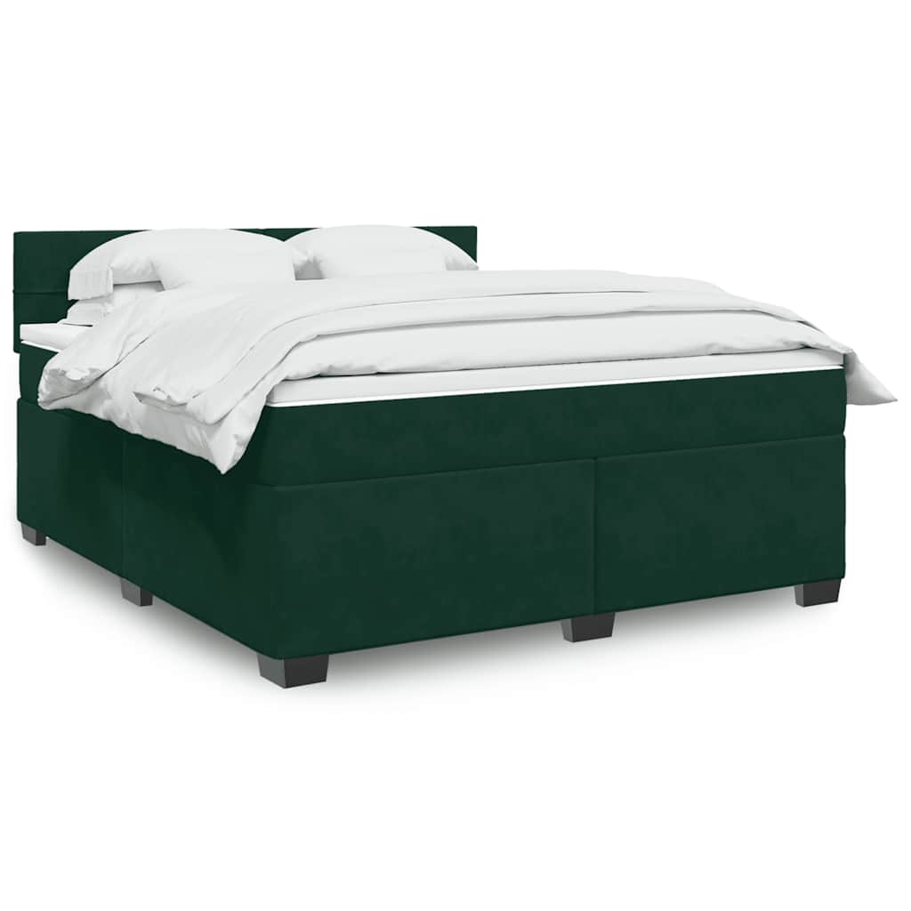 Κρεβάτι Boxspring με Στρώμα Σκούρο Πράσινο 180x200εκ. Βελούδινο