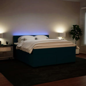 Κρεβάτι Boxspring με Στρώμα Μπλε 180x200 εκ. Βελούδινο - Pakobazaar