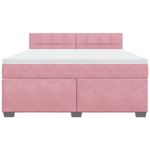 Κρεβάτι Boxspring με Στρώμα Ροζ 180x200 εκ. Βελούδινο