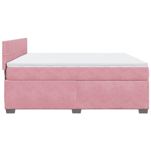 Κρεβάτι Boxspring με Στρώμα Ροζ 180x200 εκ. Βελούδινο