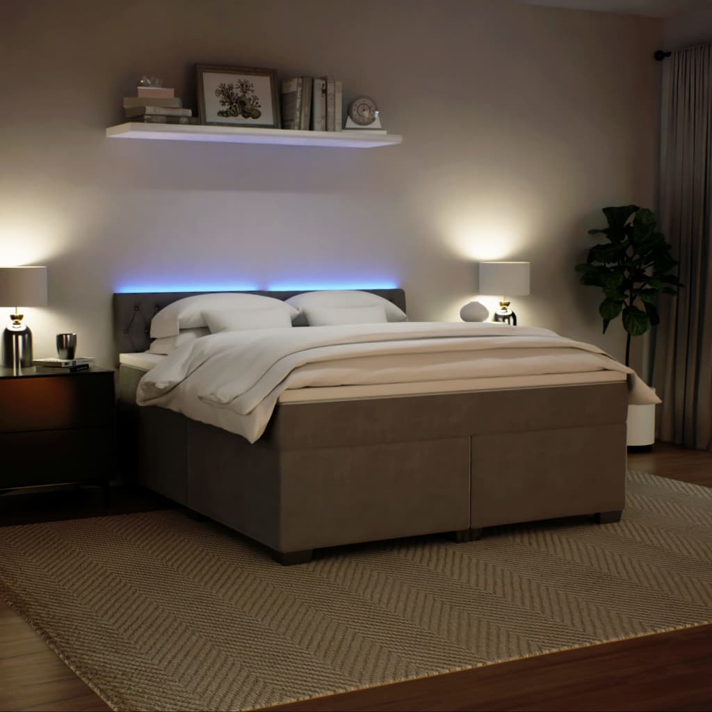 Κρεβάτι Boxspring με Στρώμα Ανοιχτό Γκρι 180x200 εκ. Βελούδινο