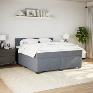 Κρεβάτι Boxspring με Στρώμα Σκούρο Γκρι 180x200 εκ. Βελούδινο - Pakobazaar