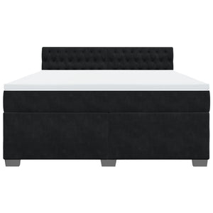 Κρεβάτι Boxspring με Στρώμα Μαύρο 180x200 εκ. Βελούδινο - Pakobazaar