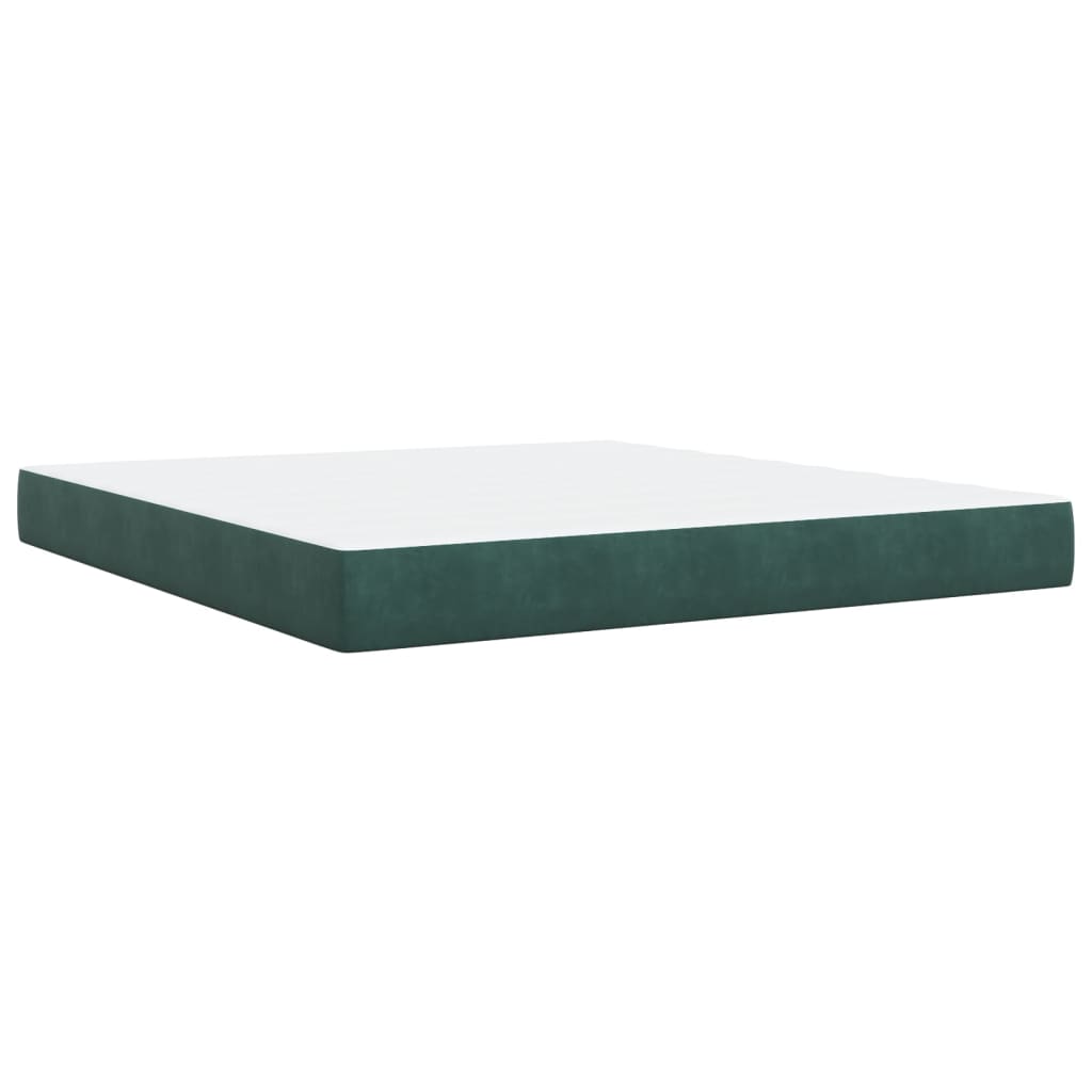 Κρεβάτι Boxspring με Στρώμα Σκούρο Πράσινο 180x200εκ. Βελούδινο