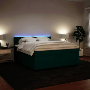 Κρεβάτι Boxspring με Στρώμα Σκούρο Πράσινο 180x200εκ. Βελούδινο