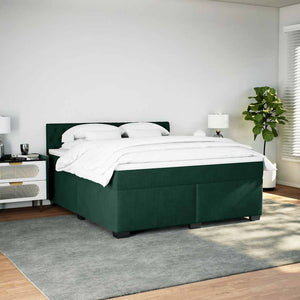 Κρεβάτι Boxspring με Στρώμα Σκούρο Πράσινο 180x200εκ. Βελούδινο