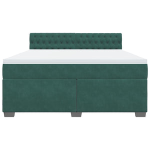 Κρεβάτι Boxspring με Στρώμα Σκούρο Πράσινο 180x200εκ. Βελούδινο