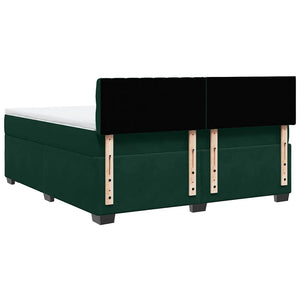 Κρεβάτι Boxspring με Στρώμα Σκούρο Πράσινο 180x200εκ. Βελούδινο