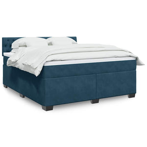 Κρεβάτι Boxspring με Στρώμα Μπλε 180x200 εκ. Βελούδινο - Pakobazaar