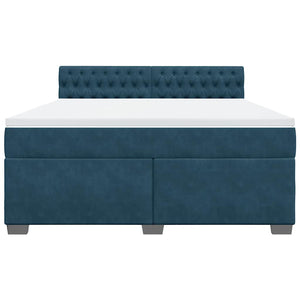 Κρεβάτι Boxspring με Στρώμα Μπλε 180x200 εκ. Βελούδινο - Pakobazaar