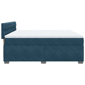 Κρεβάτι Boxspring με Στρώμα Μπλε 180x200 εκ. Βελούδινο - Pakobazaar