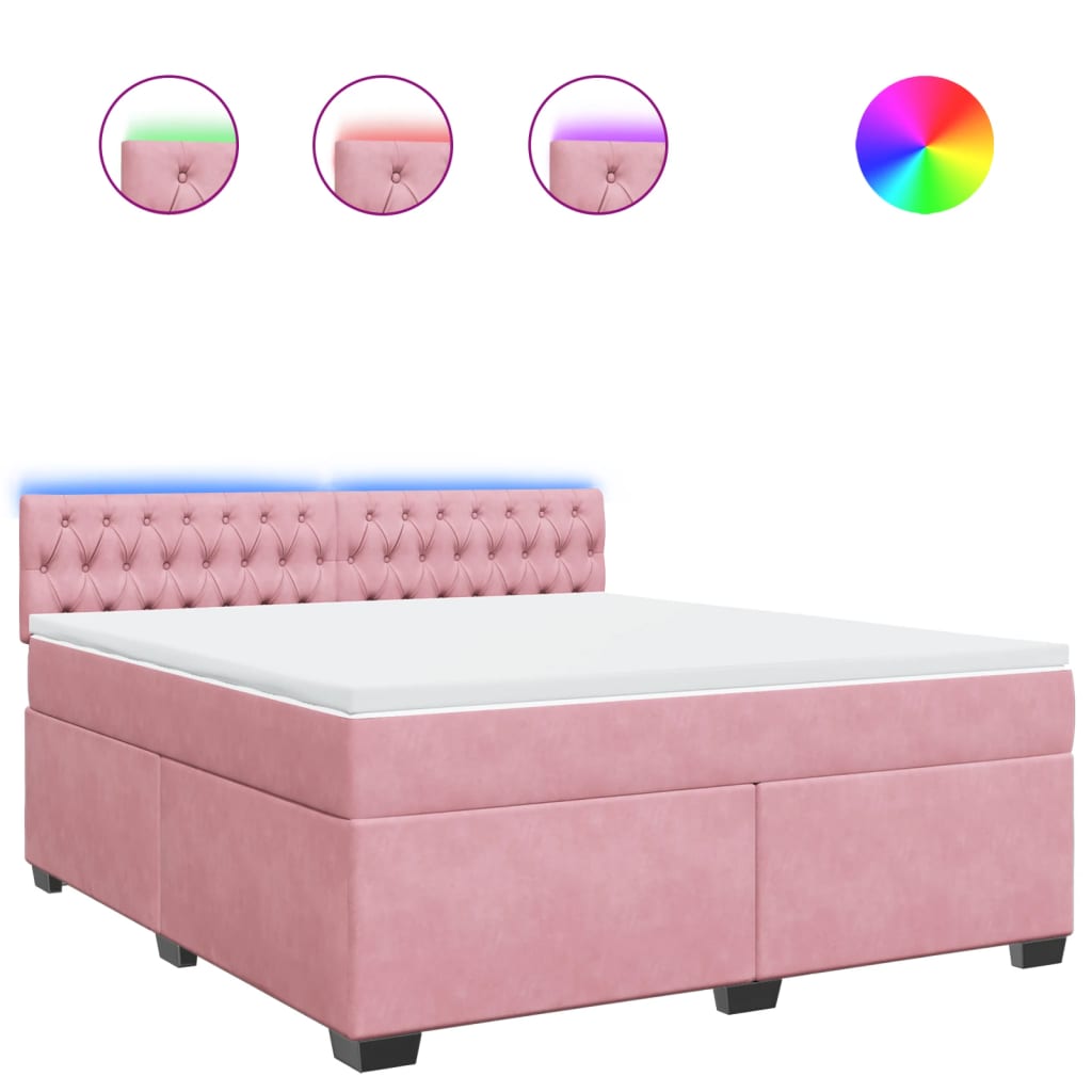 Κρεβάτι Boxspring με Στρώμα Ροζ 180x200 εκ. Βελούδινο
