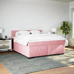 Κρεβάτι Boxspring με Στρώμα Ροζ 180x200 εκ. Βελούδινο