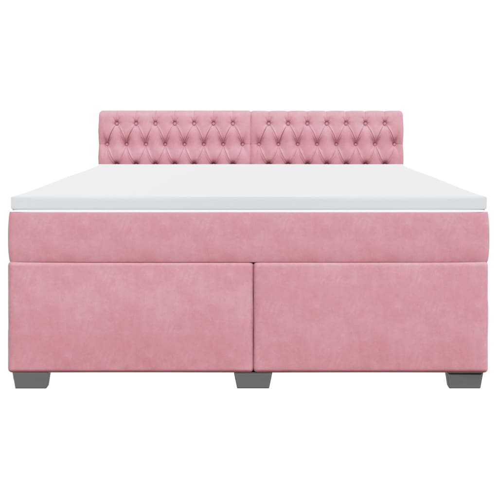 Κρεβάτι Boxspring με Στρώμα Ροζ 180x200 εκ. Βελούδινο