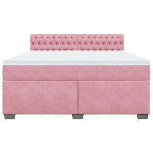 Κρεβάτι Boxspring με Στρώμα Ροζ 180x200 εκ. Βελούδινο