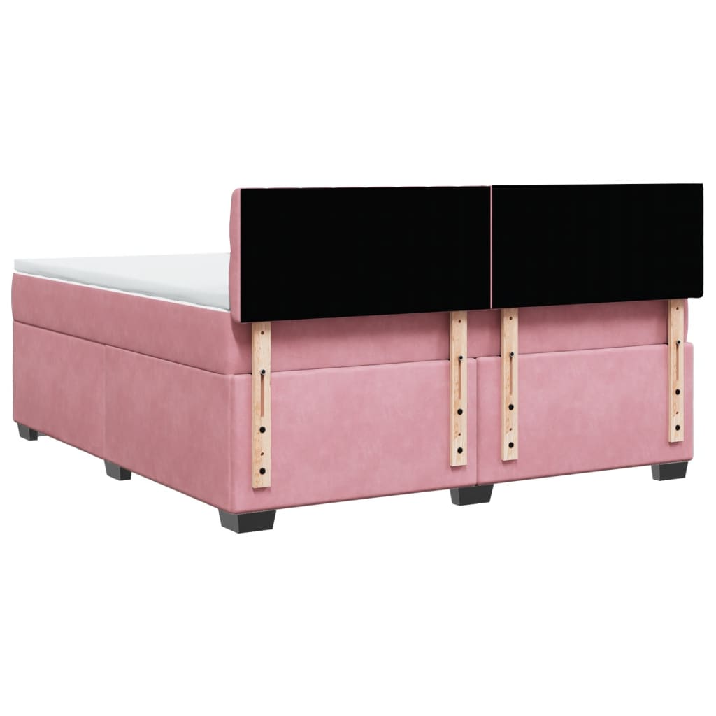 Κρεβάτι Boxspring με Στρώμα Ροζ 180x200 εκ. Βελούδινο