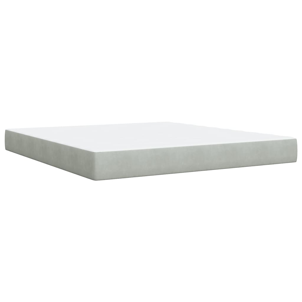 Κρεβάτι Boxspring με Στρώμα Ανοιχτό Γκρι 180x200 εκ. Βελούδινο - Pakobazaar