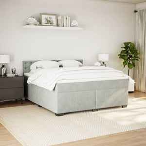 Κρεβάτι Boxspring με Στρώμα Ανοιχτό Γκρι 180x200 εκ. Βελούδινο - Pakobazaar