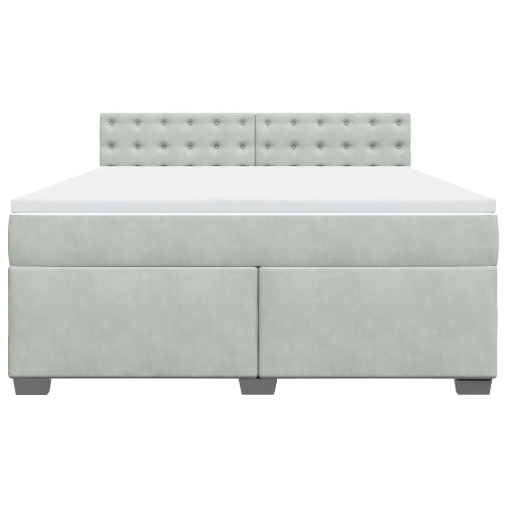 Κρεβάτι Boxspring με Στρώμα Ανοιχτό Γκρι 180x200 εκ. Βελούδινο - Pakobazaar