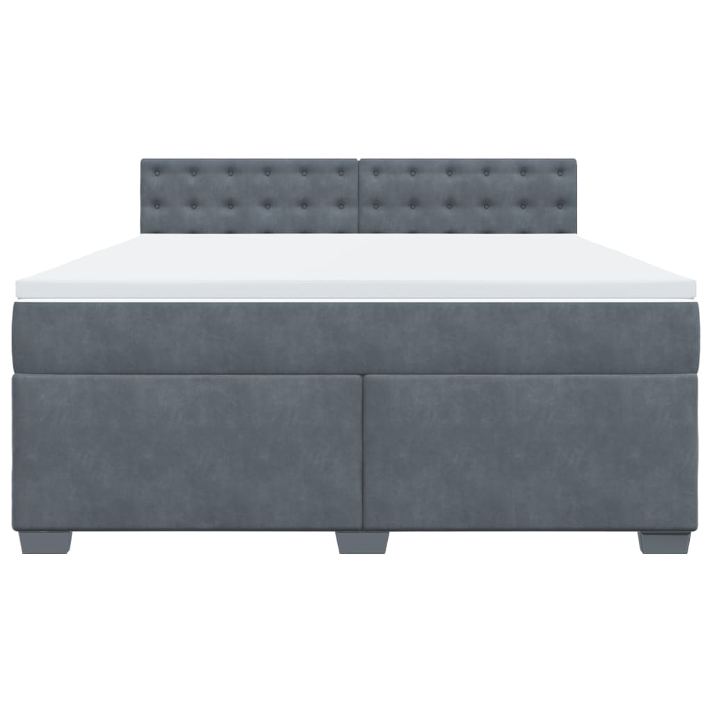 Κρεβάτι Boxspring με Στρώμα Σκούρο Γκρι 180x200 εκ. Βελούδινο - Pakobazaar