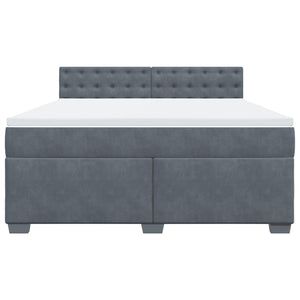 Κρεβάτι Boxspring με Στρώμα Σκούρο Γκρι 180x200 εκ. Βελούδινο - Pakobazaar