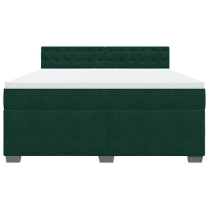 Κρεβάτι Boxspring με Στρώμα Σκούρο Πράσινο 180x200εκ. Βελούδινο