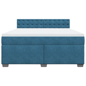 Κρεβάτι Boxspring με Στρώμα Μπλε 180x200 εκ. Βελούδινο - Pakobazaar