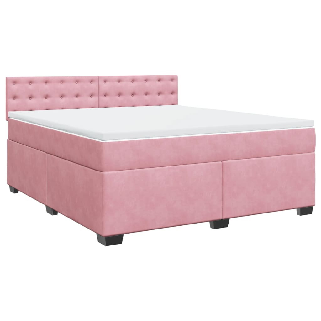 Κρεβάτι Boxspring με Στρώμα Ροζ 180x200 εκ. Βελούδινο