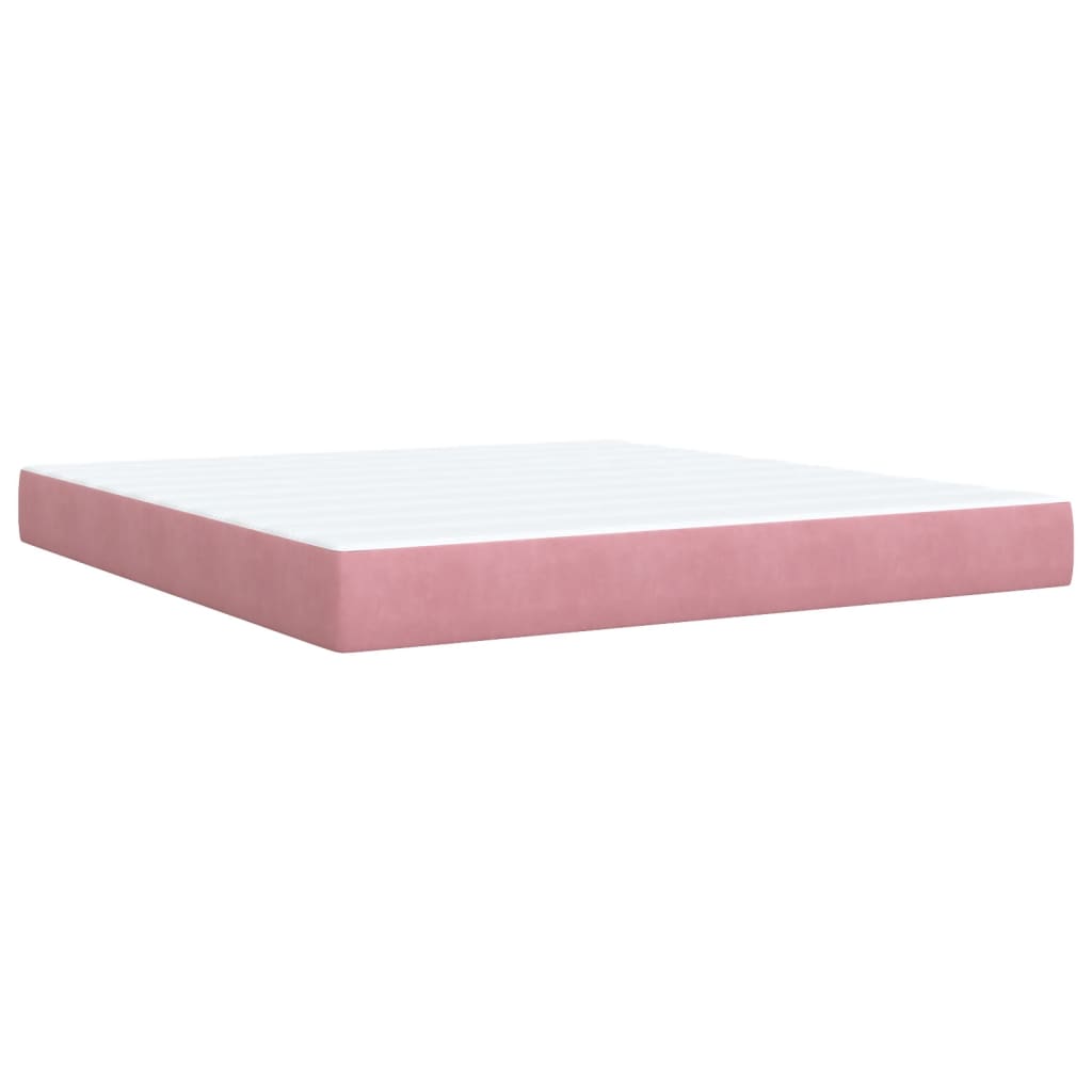 Κρεβάτι Boxspring με Στρώμα Ροζ 180x200 εκ. Βελούδινο