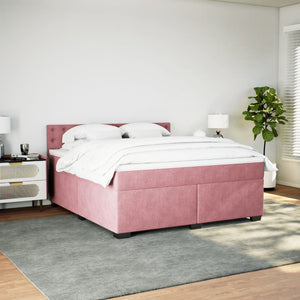 Κρεβάτι Boxspring με Στρώμα Ροζ 180x200 εκ. Βελούδινο