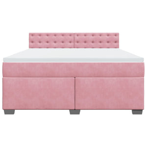Κρεβάτι Boxspring με Στρώμα Ροζ 180x200 εκ. Βελούδινο