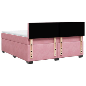 Κρεβάτι Boxspring με Στρώμα Ροζ 180x200 εκ. Βελούδινο