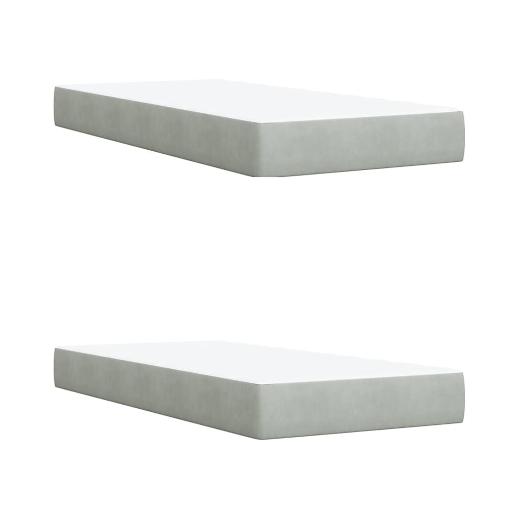 Κρεβάτι Boxspring με Στρώμα Ανοιχτό Γκρι 200x200 εκ. Βελούδινο - Pakobazaar