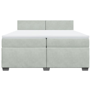 Κρεβάτι Boxspring με Στρώμα Ανοιχτό Γκρι 200x200 εκ. Βελούδινο - Pakobazaar