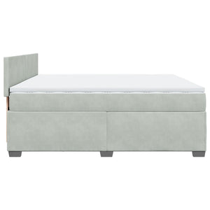 Κρεβάτι Boxspring με Στρώμα Ανοιχτό Γκρι 200x200 εκ. Βελούδινο - Pakobazaar
