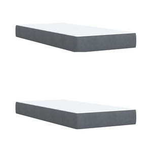 Κρεβάτι Boxspring με Στρώμα Σκούρο Γκρι 200x200 εκ. Βελούδινο - Pakobazaar