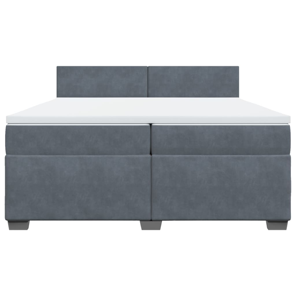 Κρεβάτι Boxspring με Στρώμα Σκούρο Γκρι 200x200 εκ. Βελούδινο - Pakobazaar