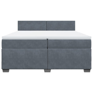 Κρεβάτι Boxspring με Στρώμα Σκούρο Γκρι 200x200 εκ. Βελούδινο - Pakobazaar