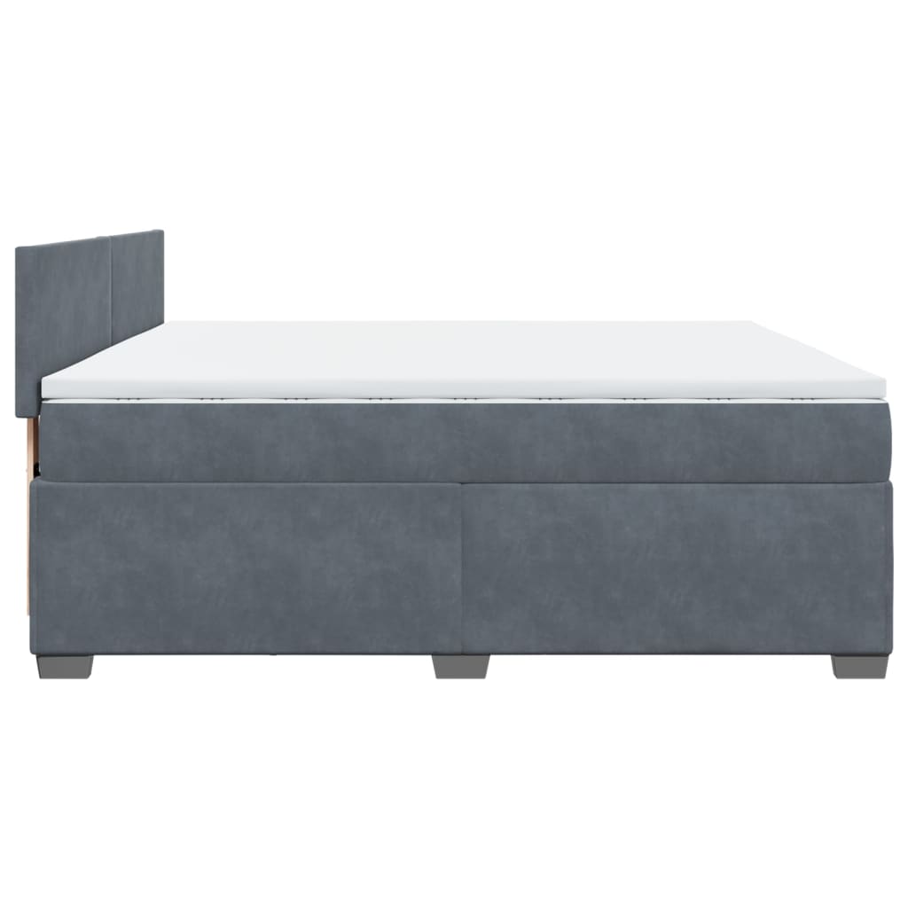 Κρεβάτι Boxspring με Στρώμα Σκούρο Γκρι 200x200 εκ. Βελούδινο - Pakobazaar