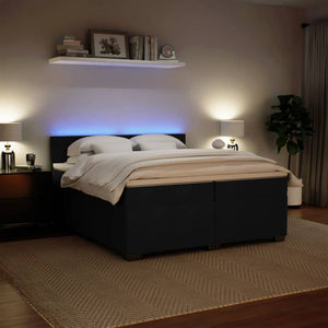 Κρεβάτι Boxspring με Στρώμα Μαύρο 200x200 εκ. Βελούδινο