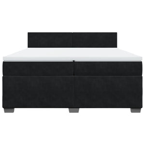 Κρεβάτι Boxspring με Στρώμα Μαύρο 200x200 εκ. Βελούδινο