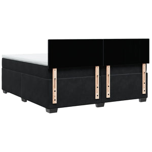 Κρεβάτι Boxspring με Στρώμα Μαύρο 200x200 εκ. Βελούδινο