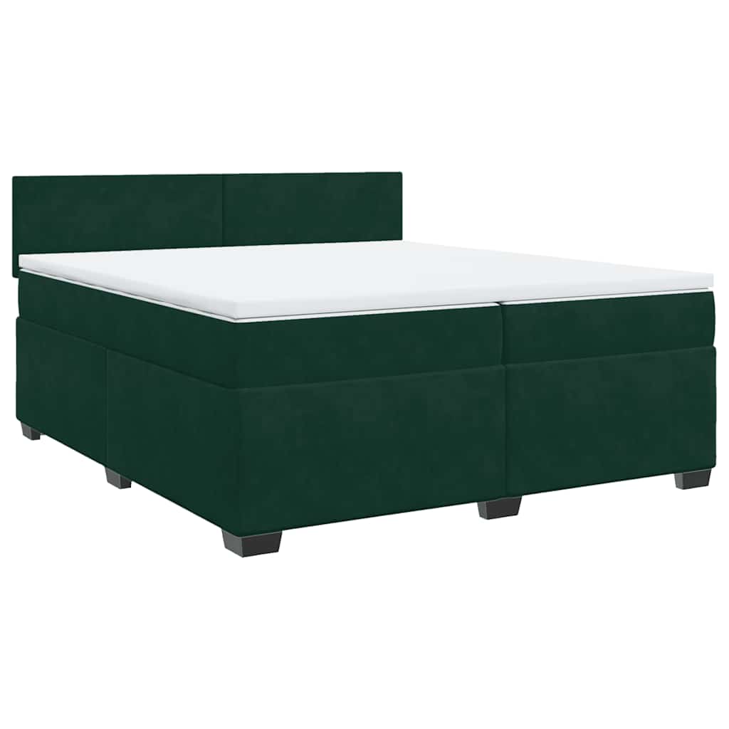 Κρεβάτι Boxspring με Στρώμα Σκούρο Πράσινο 200x200εκ. Βελούδινο
