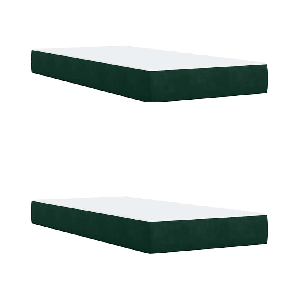 Κρεβάτι Boxspring με Στρώμα Σκούρο Πράσινο 200x200εκ. Βελούδινο