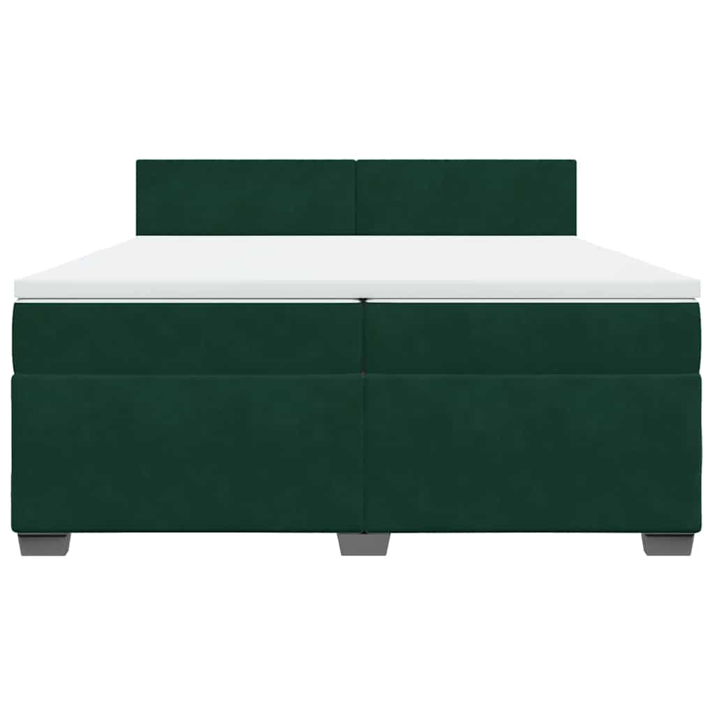 Κρεβάτι Boxspring με Στρώμα Σκούρο Πράσινο 200x200εκ. Βελούδινο