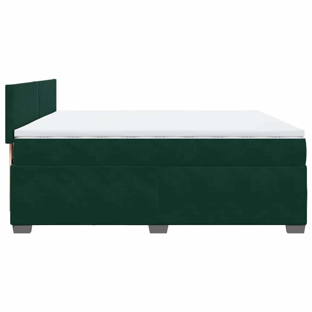 Κρεβάτι Boxspring με Στρώμα Σκούρο Πράσινο 200x200εκ. Βελούδινο